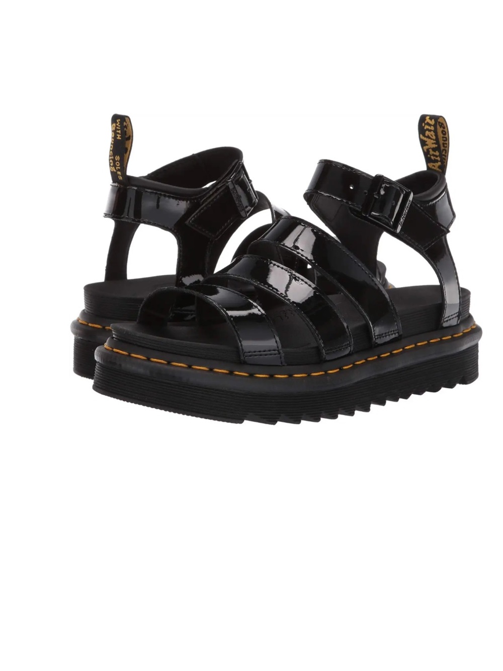 Women’s Doc Martin Black Patent Leather Strappy Fisherman Sandals 8
